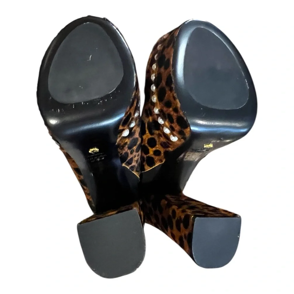 Stuart Weitzman Skyhigh 145 Pearl Slide Calf Hair Leopard Size 39 (US 8.5B) NIB